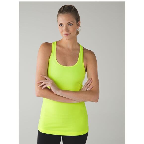 Lululemon Optimal Tank Size 6 Neon Greenish Yellow Built In Bra 1337 - Picture 2 of 9
